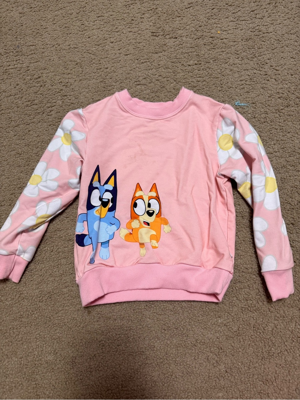 Little Sleepies Bluey Pink Floral-Sleeve Kids Sweatshirt